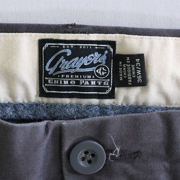 Grayers 36x34 Gray Stretch‎ Cotton Flat Front Straight Mens Chino Pants - Picture 6 of 9